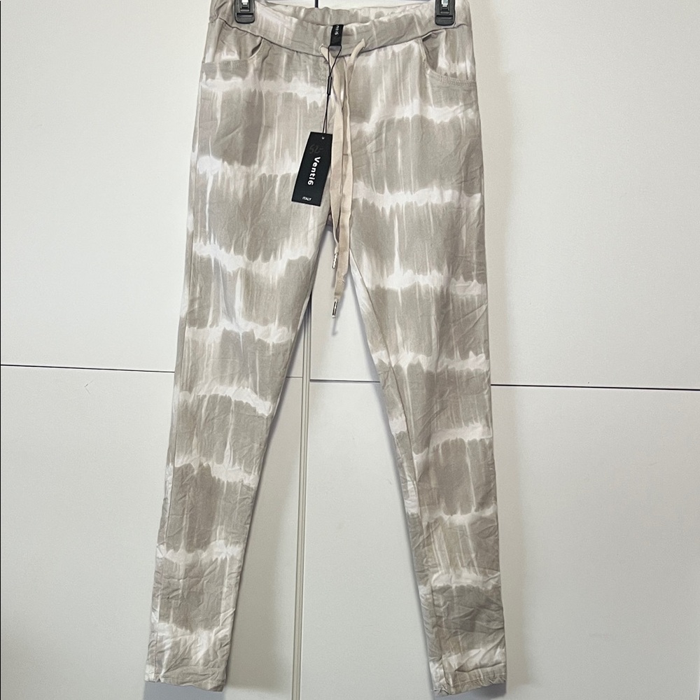 Venti6 Tie Dye Neutral White Crinkle “Jogger” Pants